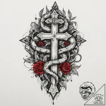 Glacial serpent crowned in bone, tattoo flash… – tattoo sketch (№1752523527_0, 14.07.2025 20:05) — tattoovalue.net