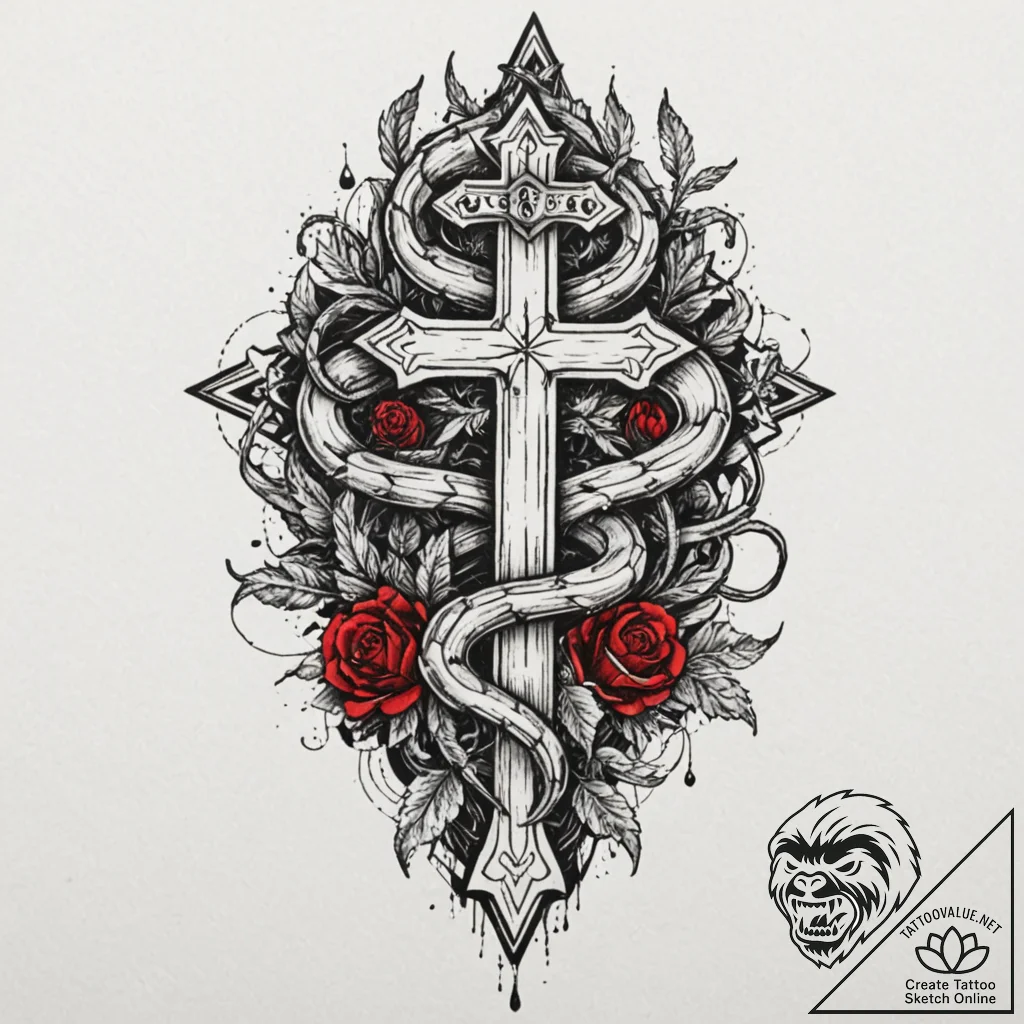 Glacial serpent crowned in bone, tattoo flash... - tattoo sketch (№1752523527_0, 14.07.2025 20:05) — tattoovalue.net