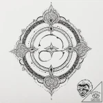 Oracle symbol glowing in void, artistic tatto… – tattoo sketch (№1752523786_0, 14.07.2025 20:09) — tattoovalue.net