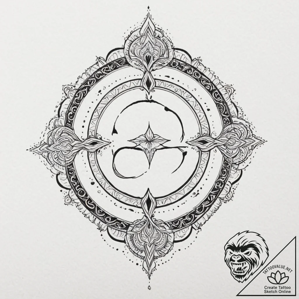 Oracle symbol glowing in void, artistic tatto... - tattoo sketch (№1752523786_0, 14.07.2025 20:09) — tattoovalue.net
