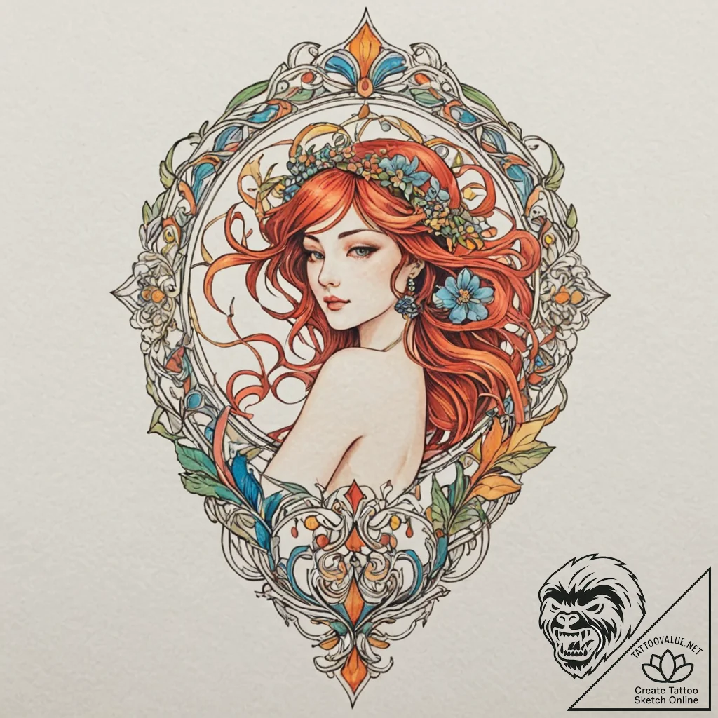 Sanke - neo traditional, vibrant color - tattoo sketch (№1752532027_0, 14.07.2025 22:27) — tattoovalue.net