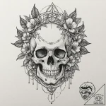 Nightshade blooming through skull, artistic t… – tattoo sketch (№1752580720_0, 15.07.2025 11:58) — tattoovalue.net
