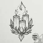 Animated candle with twin flames, tattoo flas… – tattoo sketch (№1752581056_0, 15.07.2025 12:04) — tattoovalue.net