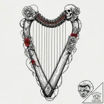 Bone harp with sinew strings, tattoo flash sh… – tattoo sketch (№1752581226_0, 15.07.2025 12:07) — tattoovalue.net
