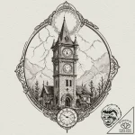 Clock tower struck by lightning at midnight,… – tattoo sketch (№1752581569_0, 15.07.2025 12:12) — tattoovalue.net