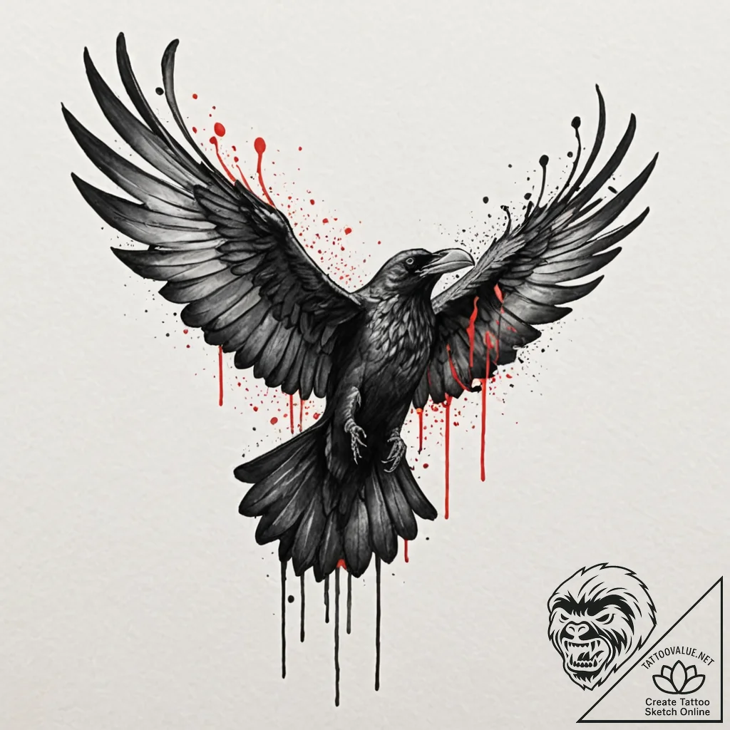 Raven wings devouring light, tattoo sketch de... - tattoo sketch (№1752581910_0, 15.07.2025 12:18) — tattoovalue.net