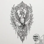 Animated phoenix chained to relic, tattoo fla… – tattoo sketch (№1752581995_0, 15.07.2025 12:19) — tattoovalue.net