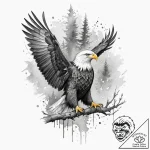 Eagle, perched and watchful, not aggressive,… – tattoo sketch (№1752582166_0, 15.07.2025 12:22) — tattoovalue.net