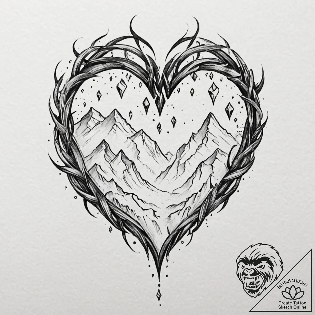 Talon piercing frozen heart, artistic tattoo... - tattoo sketch (№1752582336_0, 15.07.2025 12:25) — tattoovalue.net