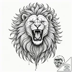 Angelic lion roaring at eclipse, concept art… – tattoo sketch (№1752582590_0, 15.07.2025 12:29) — tattoovalue.net