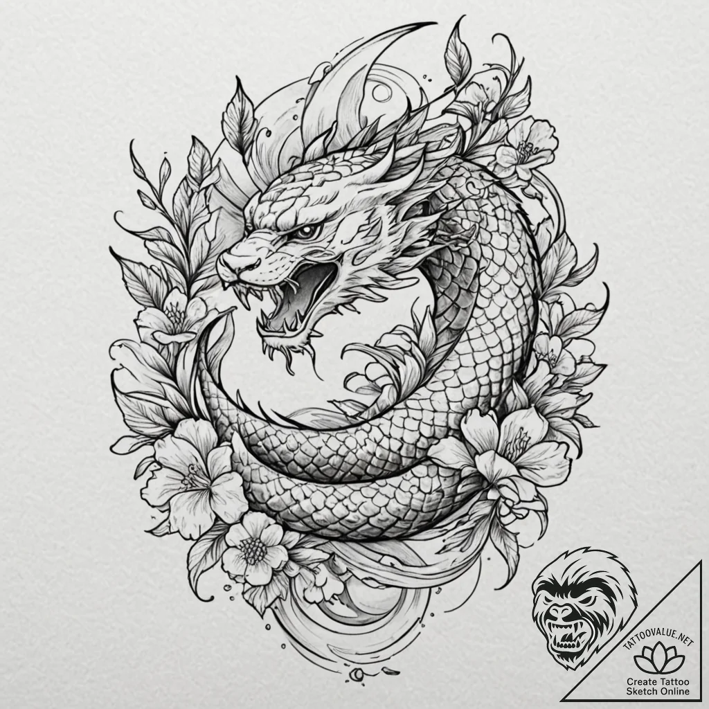 Jaguar blade beneath celestial bloom, tattoo... - tattoo sketch (№1752582761_0, 15.07.2025 12:32) — tattoovalue.net