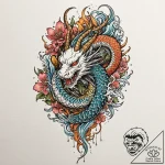 Mantis fang beneath fractured mask, concept a… – tattoo sketch (№1752582930_0, 15.07.2025 12:35) — tattoovalue.net