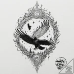 Raven beak devouring starlight, tattoo line a… – tattoo sketch (№1752586715_0, 15.07.2025 13:38) — tattoovalue.net