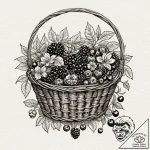 A beautiful basket of fresh berries, realisti… – tattoo sketch (№1752587560_0, 15.07.2025 13:52) — tattoovalue.net