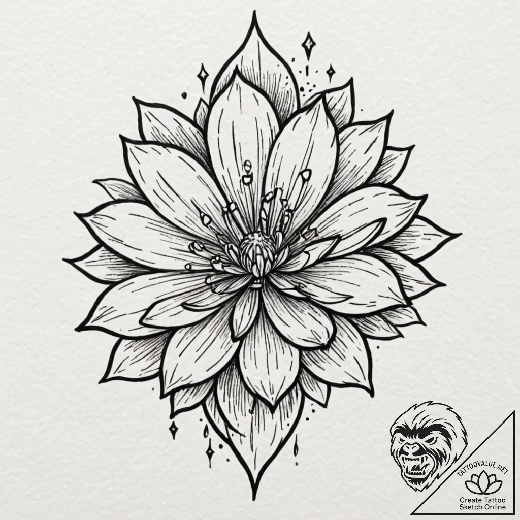 Petal blade beneath spectral bloom, tattoo fl... - tattoo sketch (№1752587644_0, 15.07.2025 13:54) — tattoovalue.net