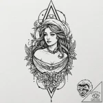 Lute cracked and bleeding notes, ink illustra… – tattoo sketch (№1752588408_0, 15.07.2025 14:06) — tattoovalue.net