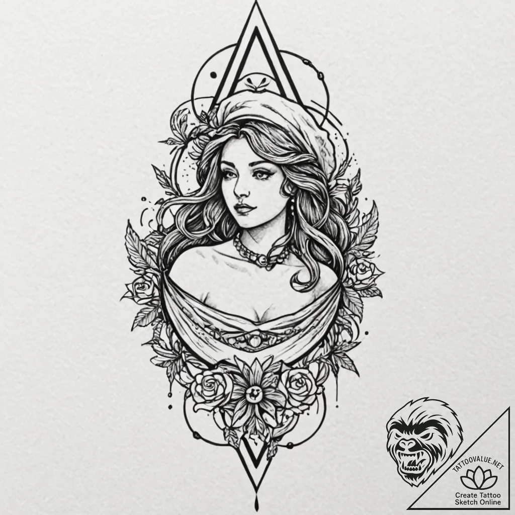 Lute cracked and bleeding notes, ink illustra... - tattoo sketch (№1752588408_0, 15.07.2025 14:06) — tattoovalue.net