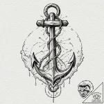 Anchor shattered with cracks, artistic tattoo… – tattoo sketch (№1752588579_0, 15.07.2025 14:09) — tattoovalue.net