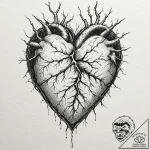 Kintsugi-style heart, its golden cracks formi… – tattoo sketch (№1752588749_0, 15.07.2025 14:12) — tattoovalue.net