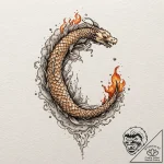 Koi dragon with flaming fins, ink illustratio… – tattoo sketch (№1752588920_0, 15.07.2025 14:15) — tattoovalue.net