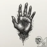 Zombie hand bursting from a grave, tattoo lin… – tattoo sketch (№1752589259_0, 15.07.2025 14:20) — tattoovalue.net