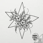 Shooting star leaving a trail of forget-me-no… – tattoo sketch (№1752589435_0, 15.07.2025 14:23) — tattoovalue.net