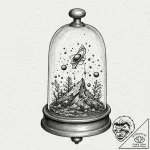 Bell jar containing a miniature, dying galaxy… – tattoo sketch (№1752589519_0, 15.07.2025 14:25) — tattoovalue.net