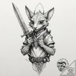 Kobold warrior gripping dagger, ink illustrat… – tattoo sketch (№1752589603_0, 15.07.2025 14:26) — tattoovalue.net