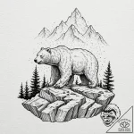 Arctic bear roaring on cliff, ink illustratio… – tattoo sketch (№1752589689_0, 15.07.2025 14:28) — tattoovalue.net
