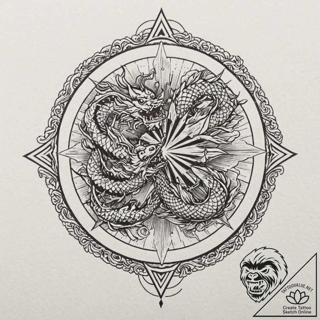 A compass rose (is there as wind rose, but ca... - tattoo sketch (№1752590371_0, 15.07.2025 14:39) — tattoovalue.net