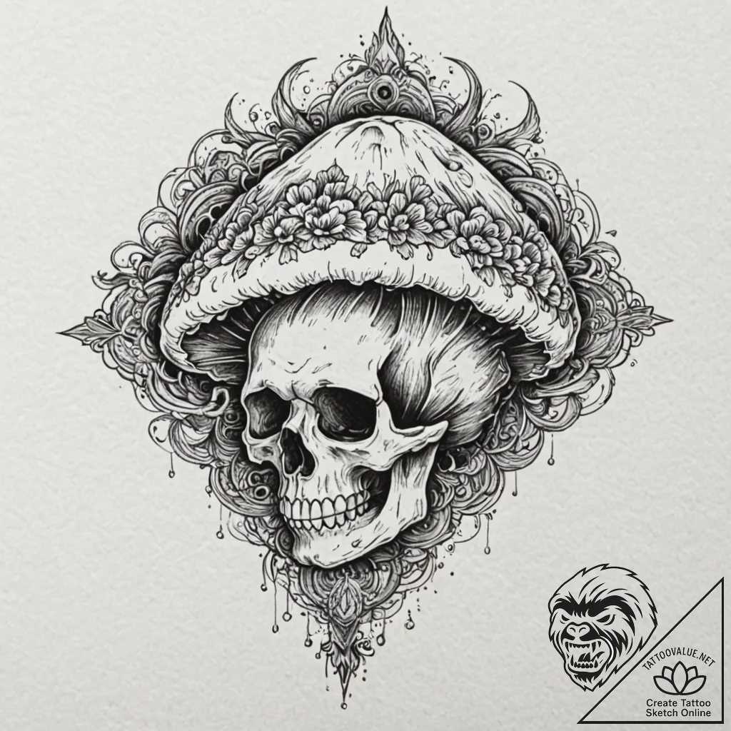 Nuke detonating, the mushroom cloud forming a... - tattoo sketch (№1752590543_0, 15.07.2025 14:42) — tattoovalue.net