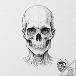 A half-human, half-skeleton face – tattoo sketch (№1752591142_0, 15.07.2025 14:52) — tattoovalue.net
