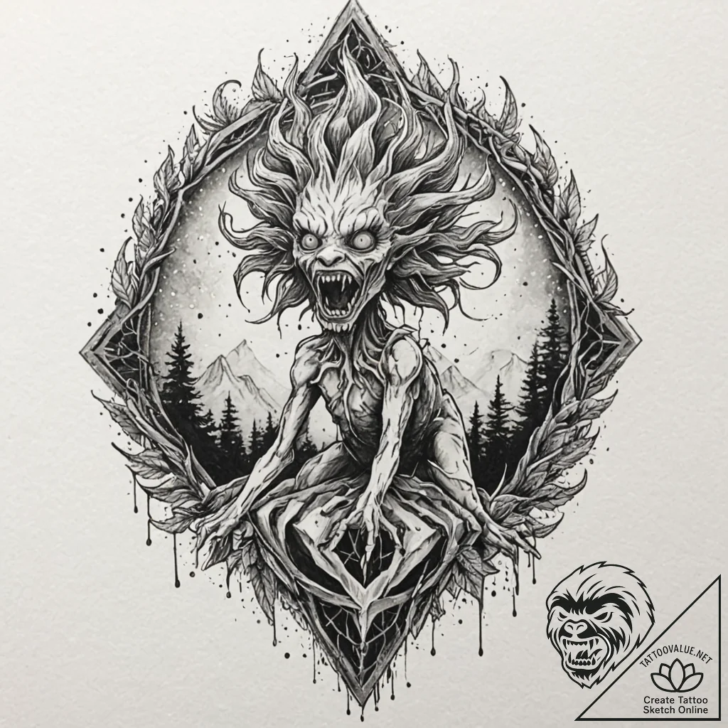A demogorgon from stranger things, tattoo dra... - tattoo sketch (№1752591568_0, 15.07.2025 14:59) — tattoovalue.net