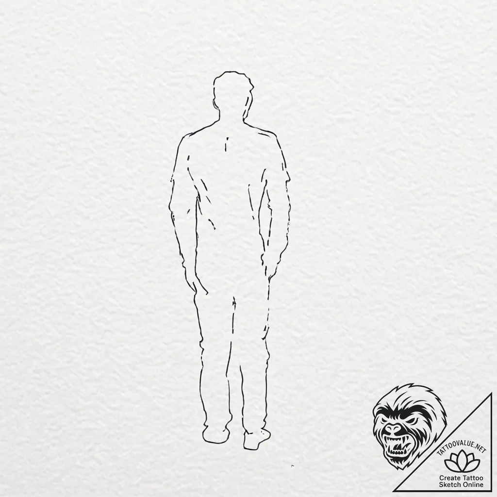 Man (silhouette/figure) - tattoo sketch (№1752591654_0, 15.07.2025 15:00) — tattoovalue.net
