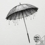 Parasol torn by spectral storm, ink illustrat… – tattoo sketch (№1752591738_0, 15.07.2025 15:02) — tattoovalue.net