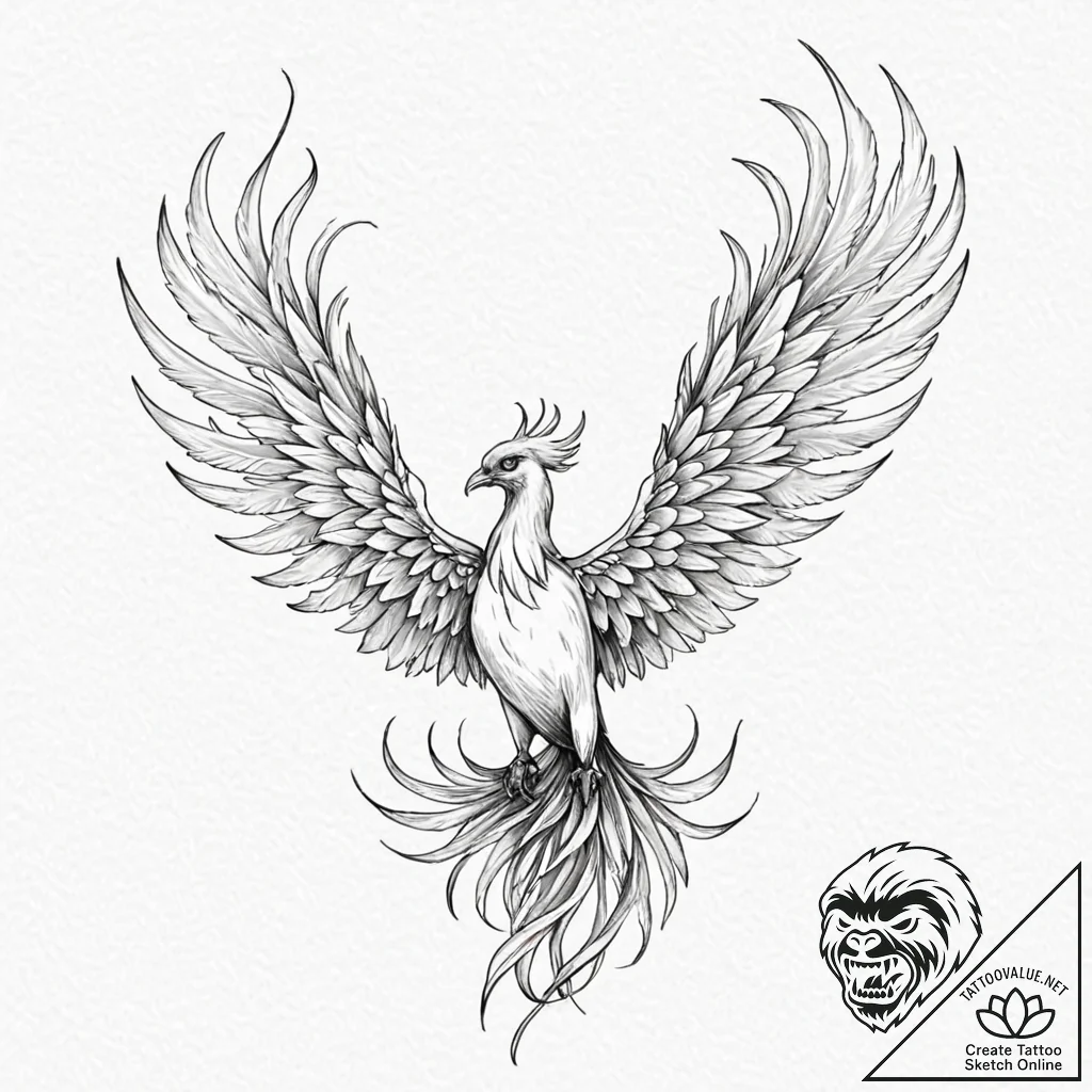 Phoenix - tattoo sketch (№1752591948_0, 15.07.2025 15:05) — tattoovalue.net