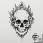 Quartz crystal growing from skull, tattoo dra… – tattoo sketch (№1752592666_0, 15.07.2025 15:17) — tattoovalue.net