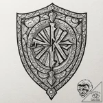 Ancient shield with faded runes, tattoo drawi… – tattoo sketch (№1752592822_0, 15.07.2025 15:20) — tattoovalue.net