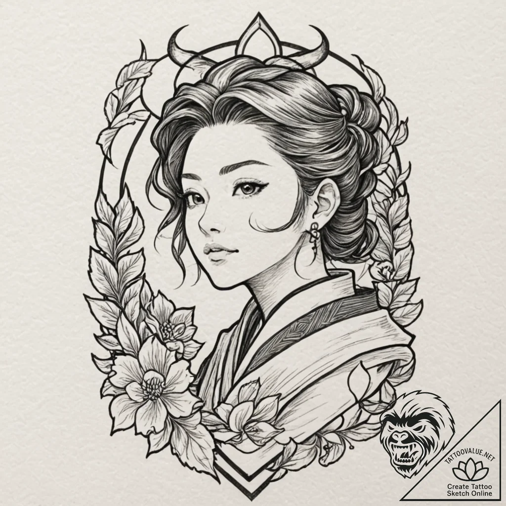 Tanjiro's hanafuda earrings from demon slayer... - tattoo sketch (№1752593110_0, 15.07.2025 15:25) — tattoovalue.net