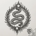 Meteor serpent crowned with roots, concept ar… – tattoo sketch (№1752593465_0, 15.07.2025 15:31) — tattoovalue.net