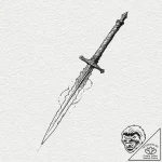Dagger frozen mid-air, ink illustration for t… – tattoo sketch (№1752593554_0, 15.07.2025 15:32) — tattoovalue.net
