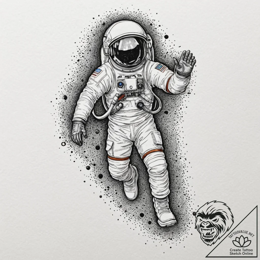 Astronaut's bootprint on mars dust, filling w... - tattoo sketch (№1752595756_0, 15.07.2025 16:09) — tattoovalue.net