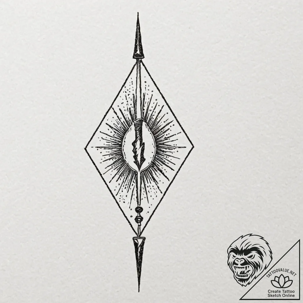 Ashen spear piercing void, tattoo flash sheet... - tattoo sketch (№1752595926_0, 15.07.2025 16:12) — tattoovalue.net