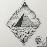 Pyramid of giza with a storm of cosmic energy… – tattoo sketch (№1752596480_0, 15.07.2025 16:21) — tattoovalue.net