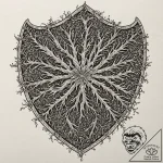 Lichen creeping across shield, tattoo drawing… – tattoo sketch (№1752596559_0, 15.07.2025 16:22) — tattoovalue.net
