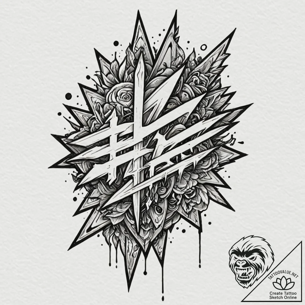 Apocalyptic blade with jagged edge, tattoo fl... - tattoo sketch (№1752597149_0, 15.07.2025 16:32) — tattoovalue.net
