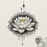 Lotus flower growing in a pool of liquid moon… – tattoo sketch (№1752597315_0, 15.07.2025 16:35) — tattoovalue.net