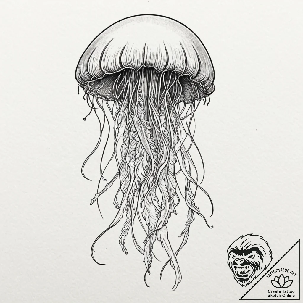 Jellyfish - tattoo sketch (№1752597649_0, 15.07.2025 16:40) — tattoovalue.net