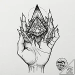 Witch’s hand, with long nails, holding a glow… – tattoo sketch (№1752597733_0, 15.07.2025 16:42) — tattoovalue.net