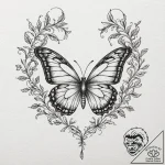 Ashen butterfly caught in thorned vines, tatt… – tattoo sketch (№1752597817_0, 15.07.2025 16:43) — tattoovalue.net